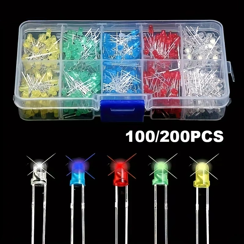 R/Diy Electronics - 100/200 قطعة مجموعة ديودات LED متعددة