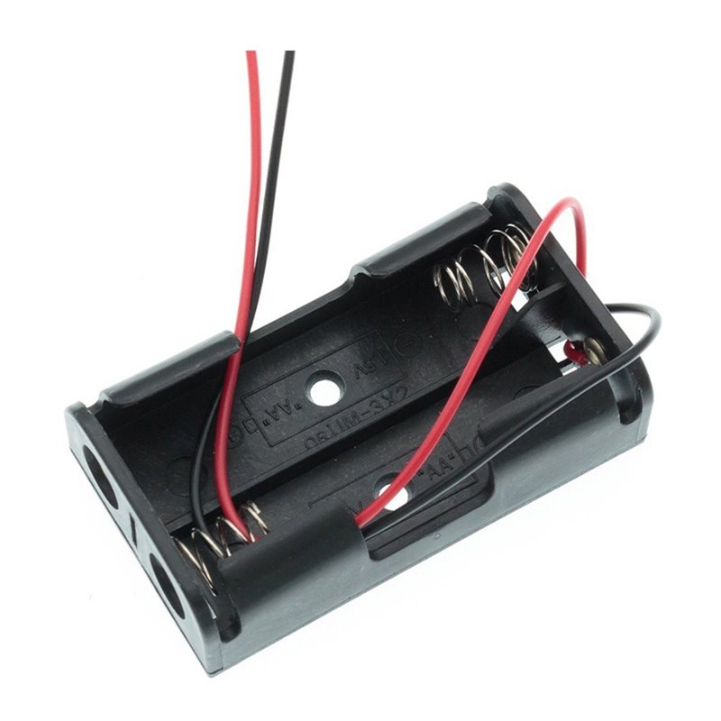 Diy Electronics Storage - علبة بطاريات 2AA مع أسلاك توصيل،