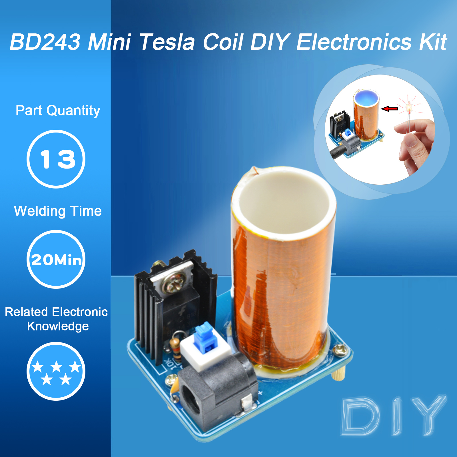 Diy Electronics News - BD243 مجموعة لفائف تسلا الصغيرة الدعائم