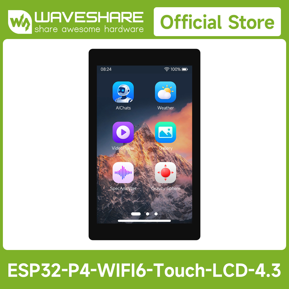 Diy Electronics Kits - لوحة تطوير Waveshare ESP32-P4-WIFI6 مقاس 4.3