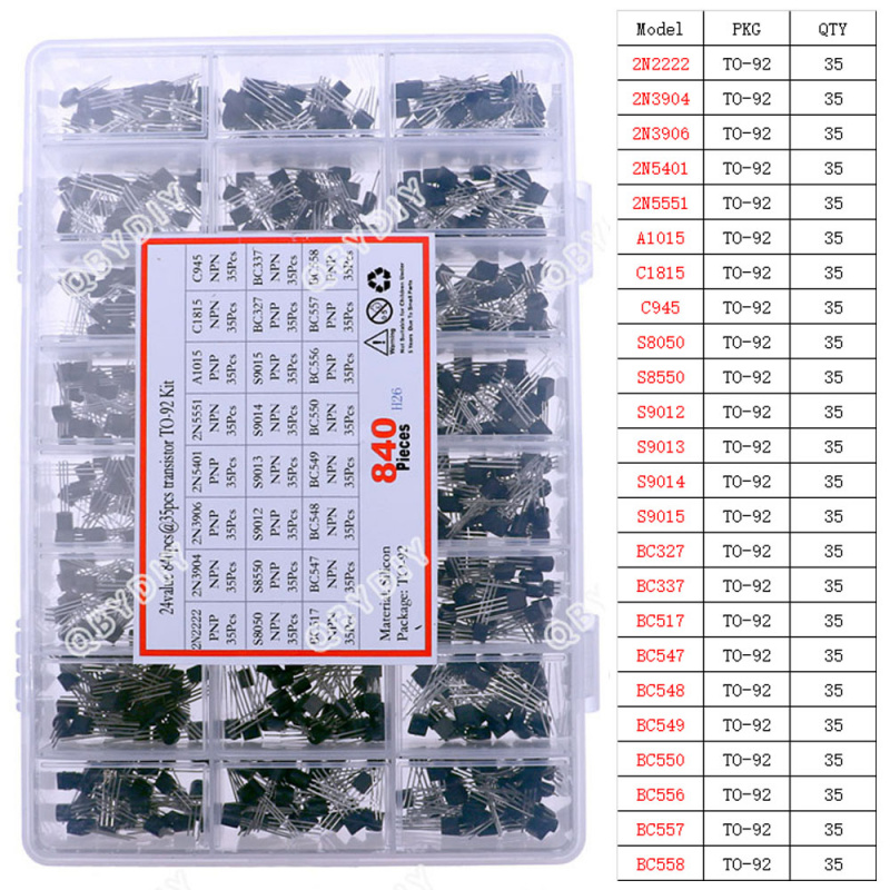 840 قطعة 24 القيم TO-92 PNP/NP - مراجعة Mosfet Transistor Set وسعره